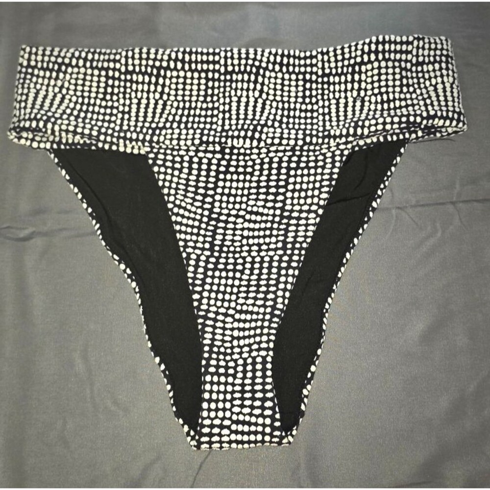 Aerie Black White Polka Dot Swim Bathing Suit Bottom Size XL New High Cut Cheeky